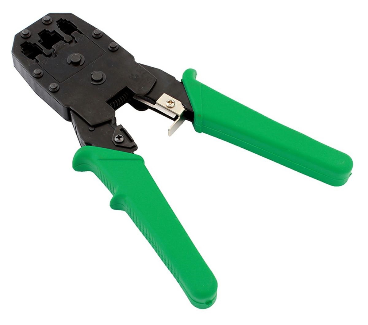 Cleste sertizare cabluri, 6P6C/RJ12, 6P4C/RJ11, RJ45, 4P4C, 300g, verde/negru - imagine 3